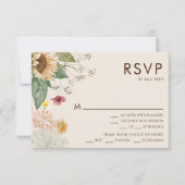 ひま素朴わりベージュ結婚のメニューRSVP 出欠カード (正面)