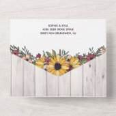 ひま素朴わり淡い色の木目結婚の オールインワン招待状 (裏面)