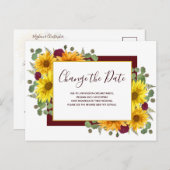 ひま素朴わり赤いバラ結婚ズの日付の変更 案内ポストカード (正面/裏面)