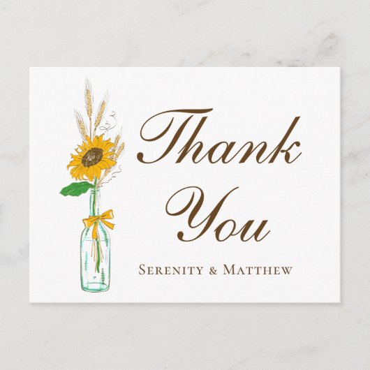 ひま素朴わり黄色フローラ結婚の感謝 ポストカード (正面)