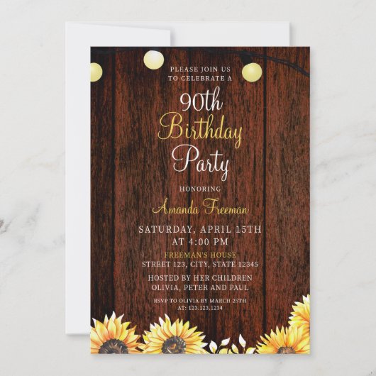 ひま素朴わり90誕生日 招待状 (正面)