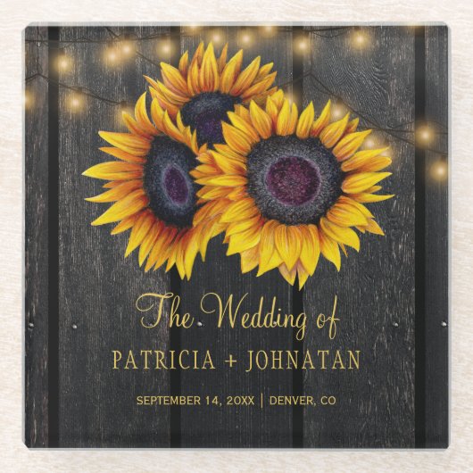 ひま素朴わバーンウッドライト結婚式の引き出物 ガラスコースター (正面)