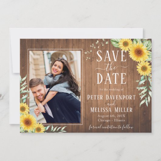 ひま素朴わ結婚け写真デートを保存 案内状 (正面)