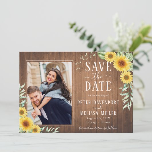 ひま素朴わ結婚け写真デートを保存 案内状 (スタンド正面)