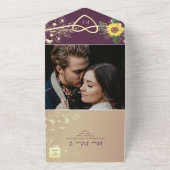 ひま素朴エレガントわ紫結婚の オールインワン招待状 (外側)