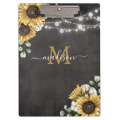 ひま素朴エレガント花ユーカリフローラブラック クリップボード (正面)