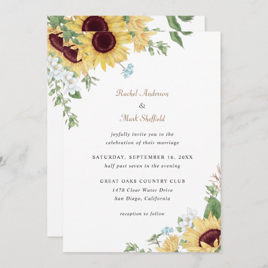 ひま素朴エレガント花結婚式招待状 招待状 (正面/裏面)