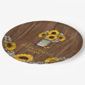 ひま素朴フラワーとメイスン結婚ジャーの紙プレート ペーパープレート (アングル)