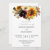 ひま素朴フラワーと紫のフローラ結婚ズ 招待状 (正面/裏面)