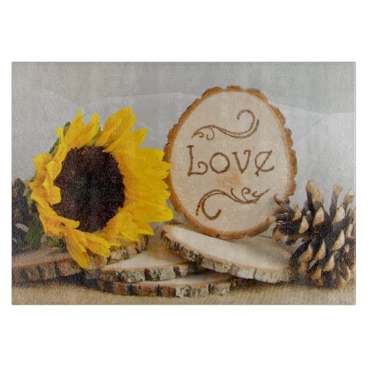 ひま素朴フラワーウッドラ結婚ンド カッティングボード (正面)