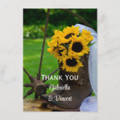 ひま素朴フラワーカントリー結婚ズ・ウェスタン サンキューカード (正面)