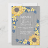 ひま素朴フラワーグレイ結婚ウッドブライダルシャワー 招待状 (正面)