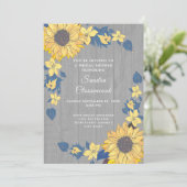 ひま素朴フラワーグレイ結婚ウッドブライダルシャワー 招待状 (スタンド正面)