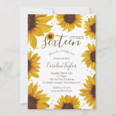 ひま素朴フラワースウィート16誕生日 招待状 (正面)