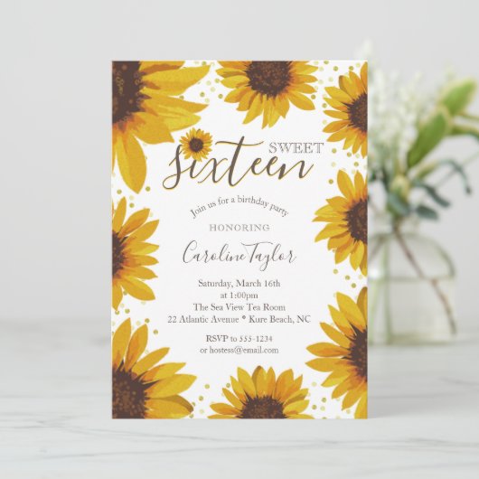 ひま素朴フラワースウィート16誕生日 招待状 (スタンド正面)