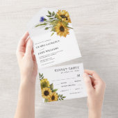 ひま素朴フラワーズカントリースタイルサマー結婚ズ オールインワン招待状 (貼ってはがせる)