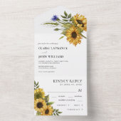 ひま素朴フラワーズカントリースタイルサマー結婚ズ オールインワン招待状 (内側)