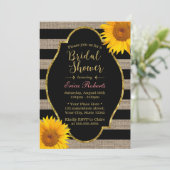 ひま素朴フラワーズバーラップストライプブライダルシャワー 招待状 (スタンド正面)