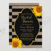 ひま素朴フラワーズバーラップストライプブライダルシャワー 招待状 (正面/裏面)