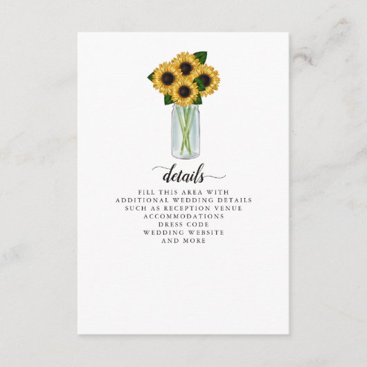 ひま素朴フラワーズメイスン結婚ジャー エンクロージャーカード (正面)