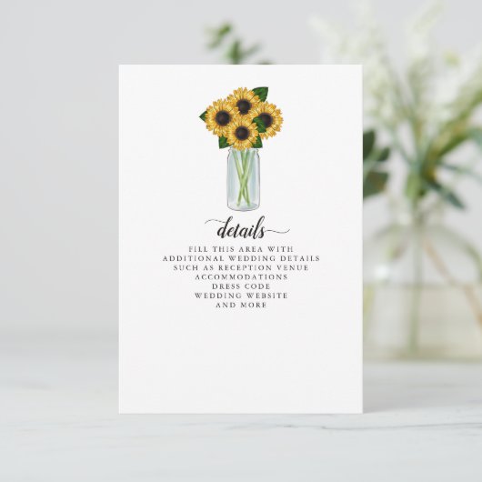 ひま素朴フラワーズメイスン結婚ジャー エンクロージャーカード (スタンド正面)