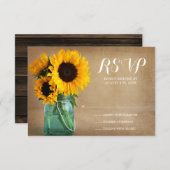 ひま素朴フラワーズメイソンジャカントリー結婚式RSVP 出欠カード (正面/裏面)