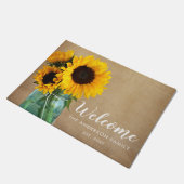 ひま素朴フラワーズメイソンジャーパーソナライズされたカントリー ドアマット (アングル)