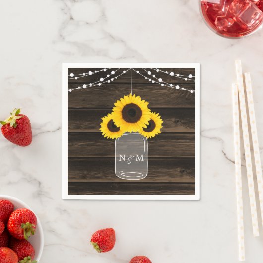 ひま素朴フラワーズメイソンジャールバーンウッド結婚ズ スタンダードカクテルナプキン (インサイチュ)