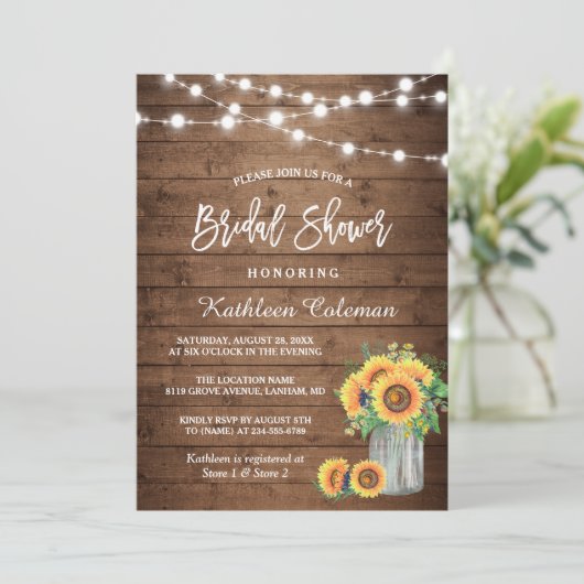 ひま素朴フラワーズメイソンジャールライトブライダルシャワー 招待状 (スタンド正面)