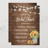 ひま素朴フラワーズメイソンジャールライトブライダルシャワー 招待状 (正面/裏面)