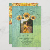 ひま素朴フラワーセージ結婚ウッドブライダルシャワーI 招待状 (正面/裏面)