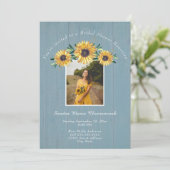 ひま素朴フラワーダスティブルー結婚ズブライダルシャワー 招待状 (スタンド正面)