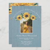 ひま素朴フラワーダスティブルー結婚ズブライダルシャワー 招待状 (正面/裏面)