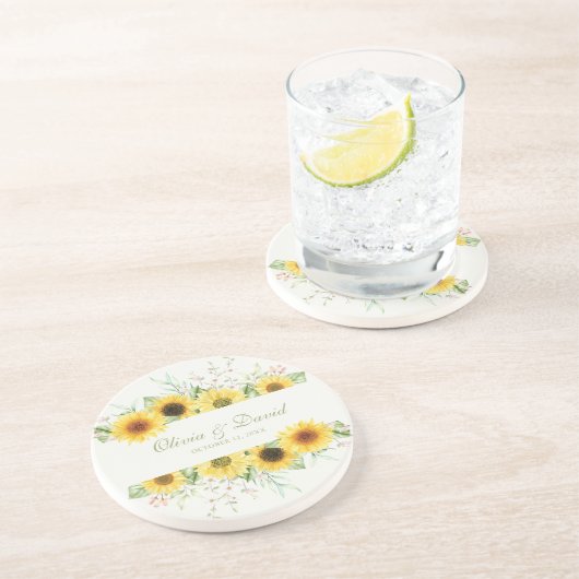 ひま素朴フラワーデレ結婚ート コースター (側面)