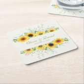 ひま素朴フラワーデレ結婚ート スクエアペーパーコースター (アングル)