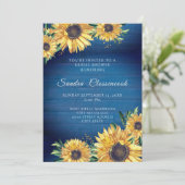 ひま素朴フラワーネイビー結婚ウッドブライダルシャワー 招待状 (スタンド正面)