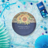 ひま素朴フラワーネイビー結婚ズ ペーパープレート (パーティー)