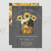 ひま素朴フラワーバーンウッド結婚ズブライダルシャワーI 招待状 (正面/裏面)