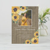 ひま素朴フラワーブラウン結婚ウッドブライダルシャワー 招待状 (スタンド正面)