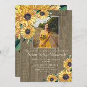 ひま素朴フラワーブラウン結婚ウッドブライダルシャワー 招待状 (正面/裏面)