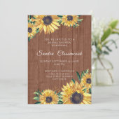 ひま素朴フラワーブラウン結婚ウッドブライダルシャワー 招待状 (スタンド正面)