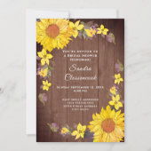 ひま素朴フラワーブラウン結婚ウッドブライダルシャワー 招待状 (正面)