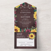 ひま素朴フラワーブルゴーニュバラライツ結婚ズ オールインワン招待状 (内側)