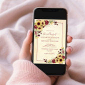 ひま素朴フラワーブルゴーニュフローラ結婚写真 招待状