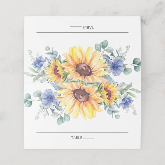 ひま素朴フラワーブルーフローラ結婚ズゲスト名 プレイスカード (外部開封)