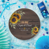 ひま素朴フラワーブーケウッドI DO BBQ ペーパープレート (パーティー)