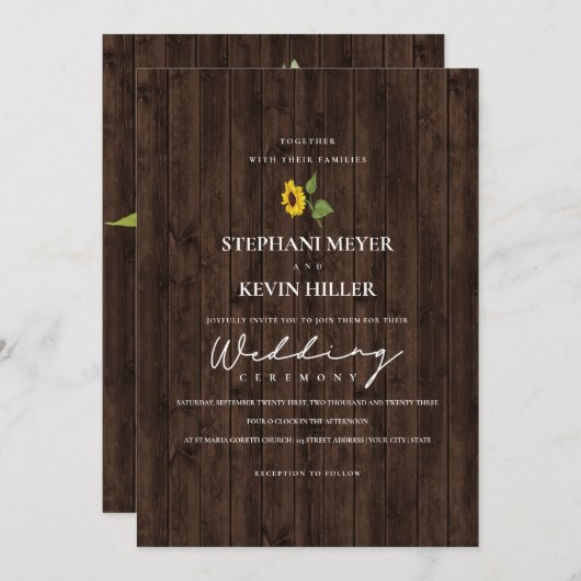 ひま素朴フラワーブーケ結婚ーズ 招待状 (正面/裏面)