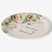 ひま素朴フラワーベージュ結婚の紙プレート ペーパープレート (アングル)