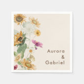 ひま素朴フラワーベージュ結婚ズナプキン スタンダードカクテルナプキン (正面)