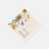 ひま素朴フラワーベージュ結婚ズナプキン スタンダードカクテルナプキン (角)